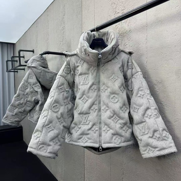 Louis Vuitton Light Gray Monogram Puffer Jacket - Picture 1 of 8